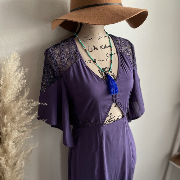 Purple Embroidered Maxi Dress Small New - Picture 7 of 10